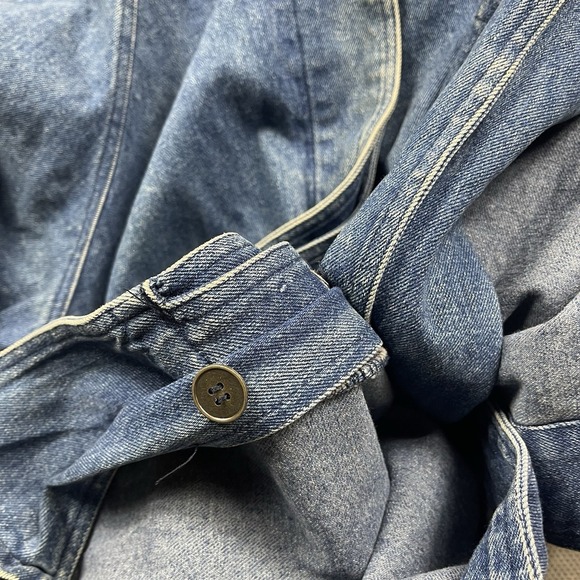 Vintage Eddie Bauer Jacket Womens Large Denim Coat Chore Barn Button Up - Picture 8 of 15